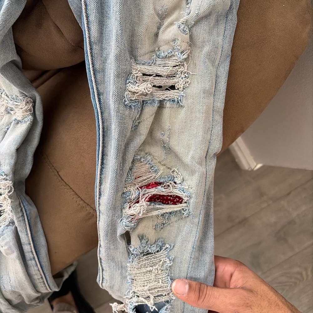 MNML Light Blue Distressed Skinny Jeans